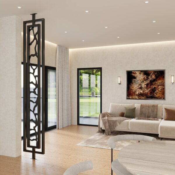 double framed room divider in metal