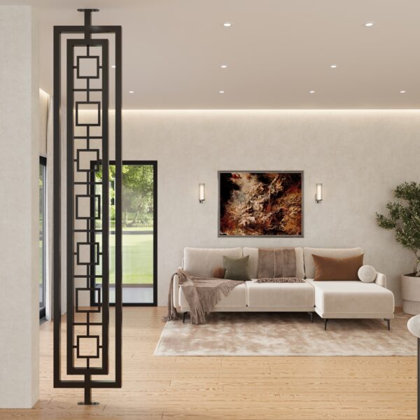 double framed room divider in metal