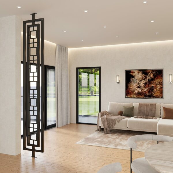 double framed room divider in metal