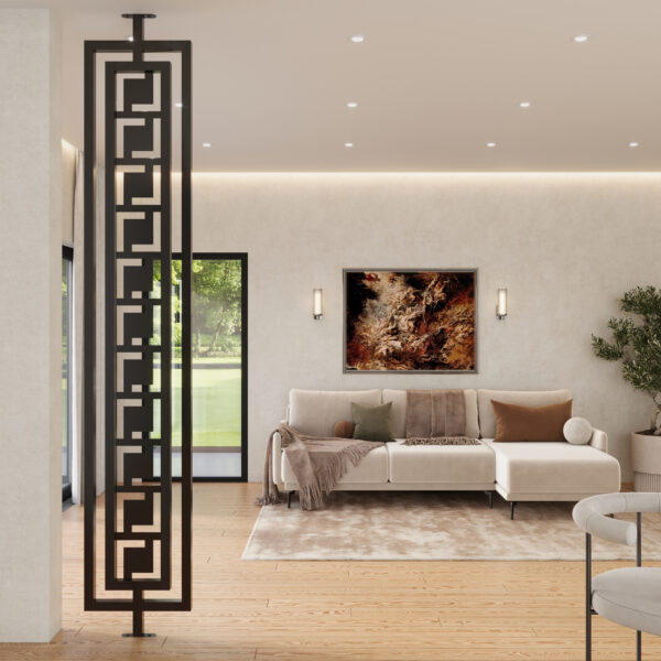 double framed room divider in metal