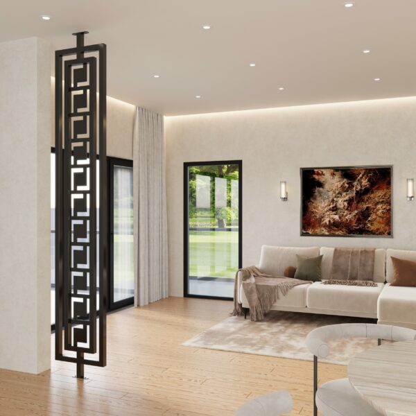 double framed room divider in metal