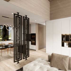 Metal Room Divider No176 – Double Framed 460mm – Bespoke Height