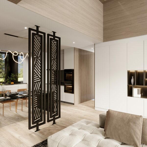 double framed room divider in metal