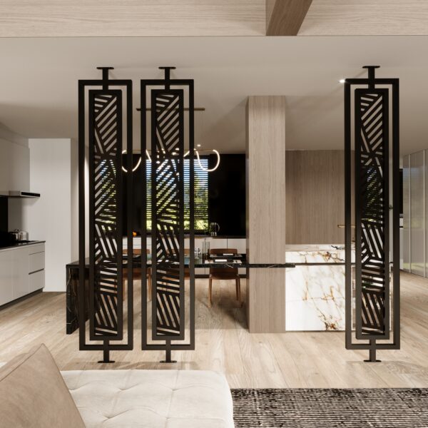 double framed room divider in metal