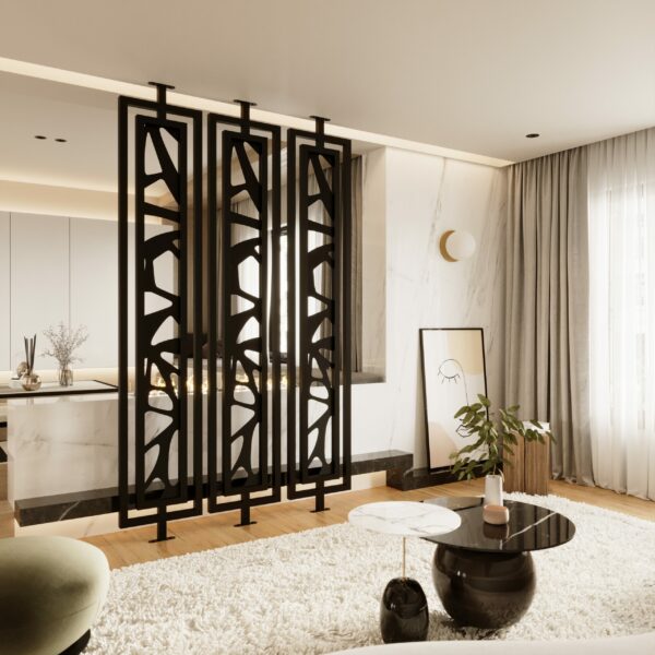 double framed room divider in metal