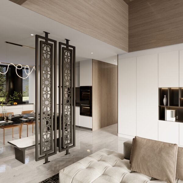 double framed room divider in metal