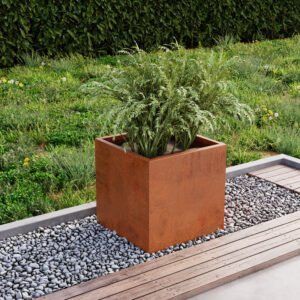 50cm Square Corten Steel Trough Metal Planter