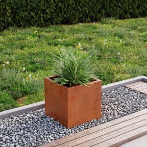 40cm Square Corten Steel Trough Metal Planter