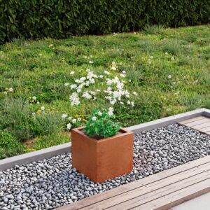 30cm Square Corten Steel Trough Metal Planter