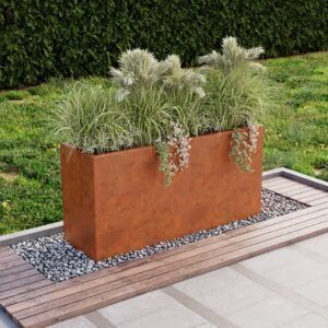 100cm Tall Corten Steel Trough Metal Planter