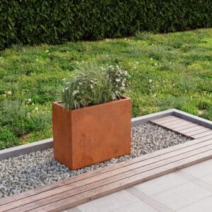 60cm Tall Corten Steel Trough Metal Planter