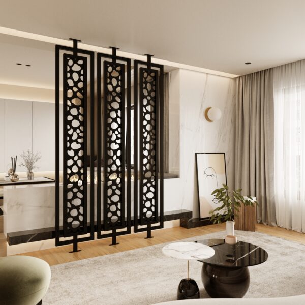 double framed room divider in metal