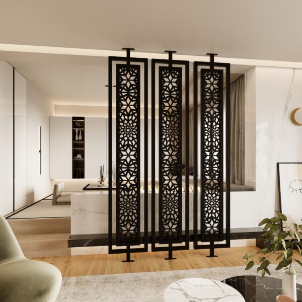 double framed room divider in metal