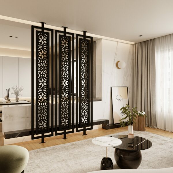 double framed room divider in metal