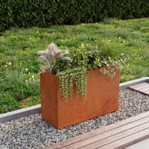 75cm Tall Corten Steel Trough Metal Planter