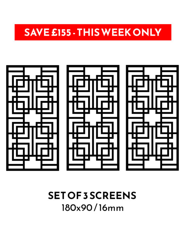 3 x No150 180x90cm 16mm Garden Screens - SAVE £155