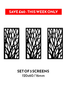 3 x No222 120x60cm 16mm Garden Screens – SAVE £60