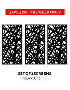 3 x Fusion 180x90cm 16mm Garden Screens – SAVE £155